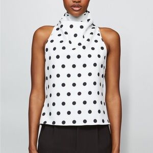 $298 NWT Et Ochs “Julia” Top in Large Dot Ivory Sz 4